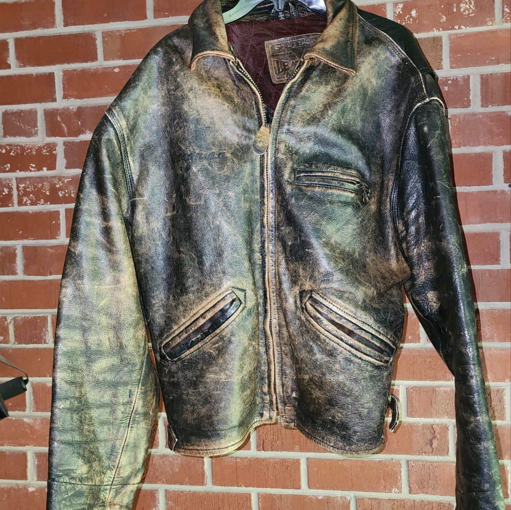 Vintage Men's Guess Leather Jacket